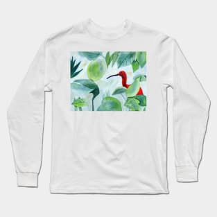 Tropical Bird with Jungle Long Sleeve T-Shirt